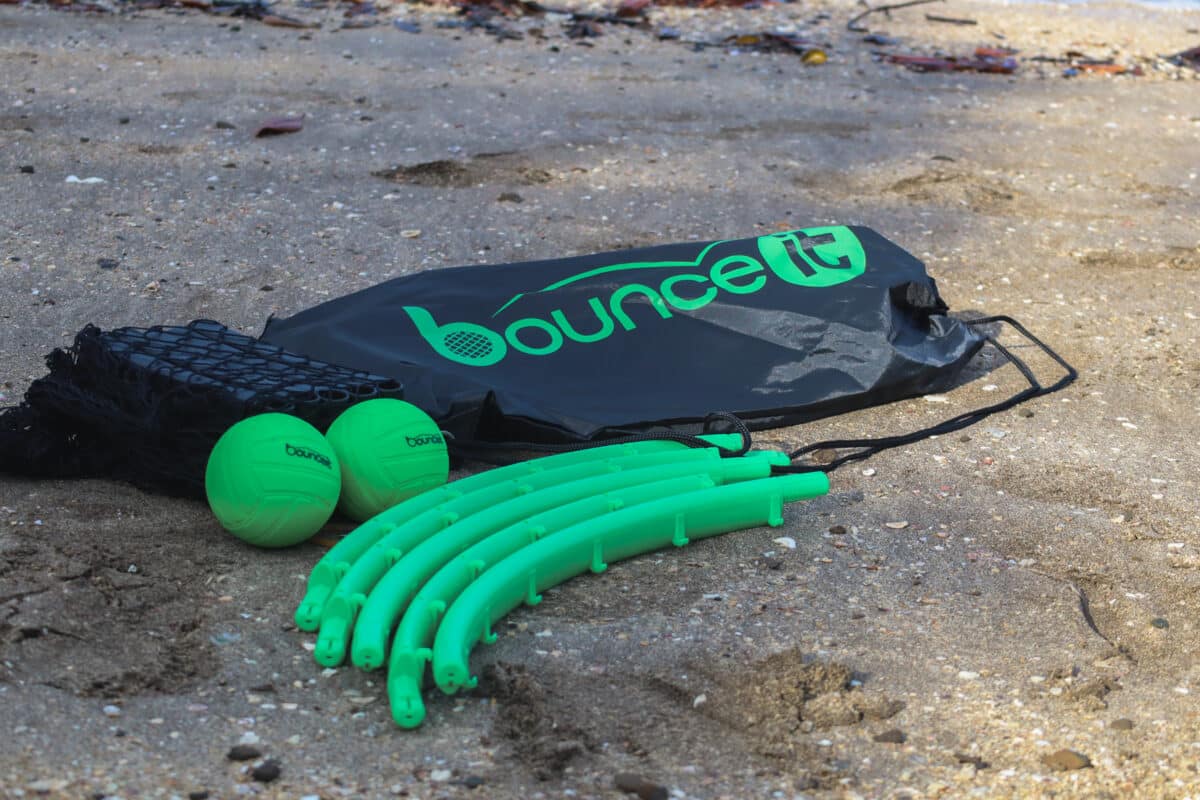 Set Roundnet Bounce It - Detalle de la red de alta tension montada